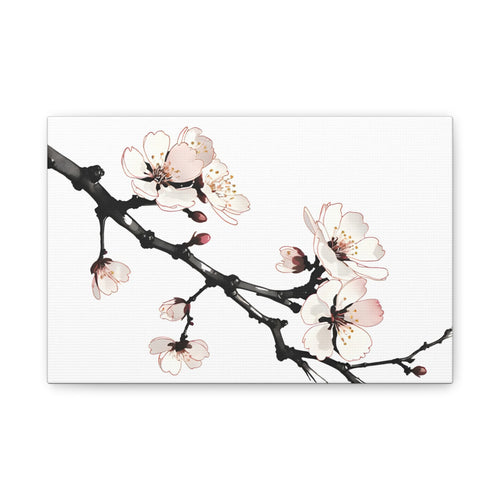 Blooming Beauty: Cherry Blossom Branch on Canvas