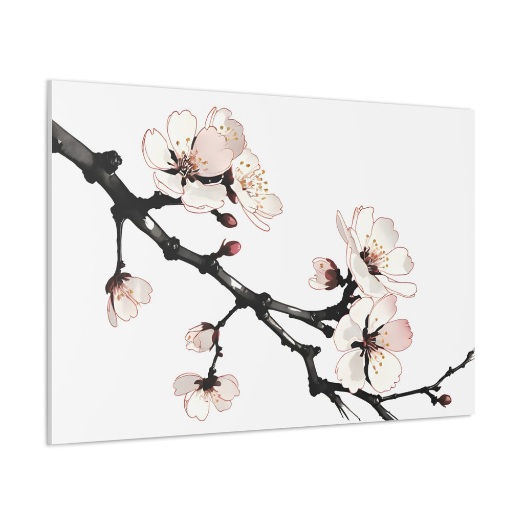 Blooming Beauty: Cherry Blossom Branch on Canvas