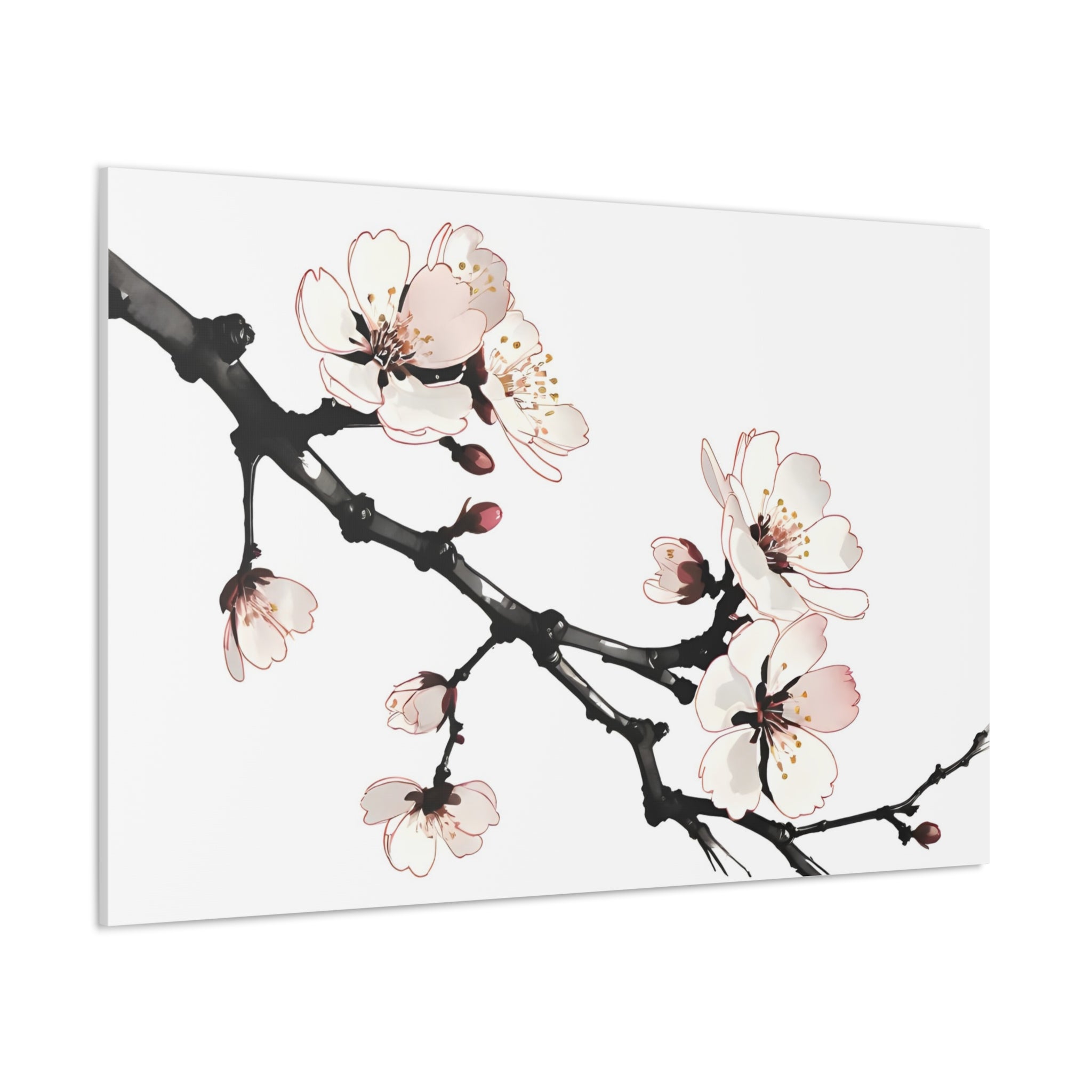 Blooming Beauty: Cherry Blossom Branch on Canvas