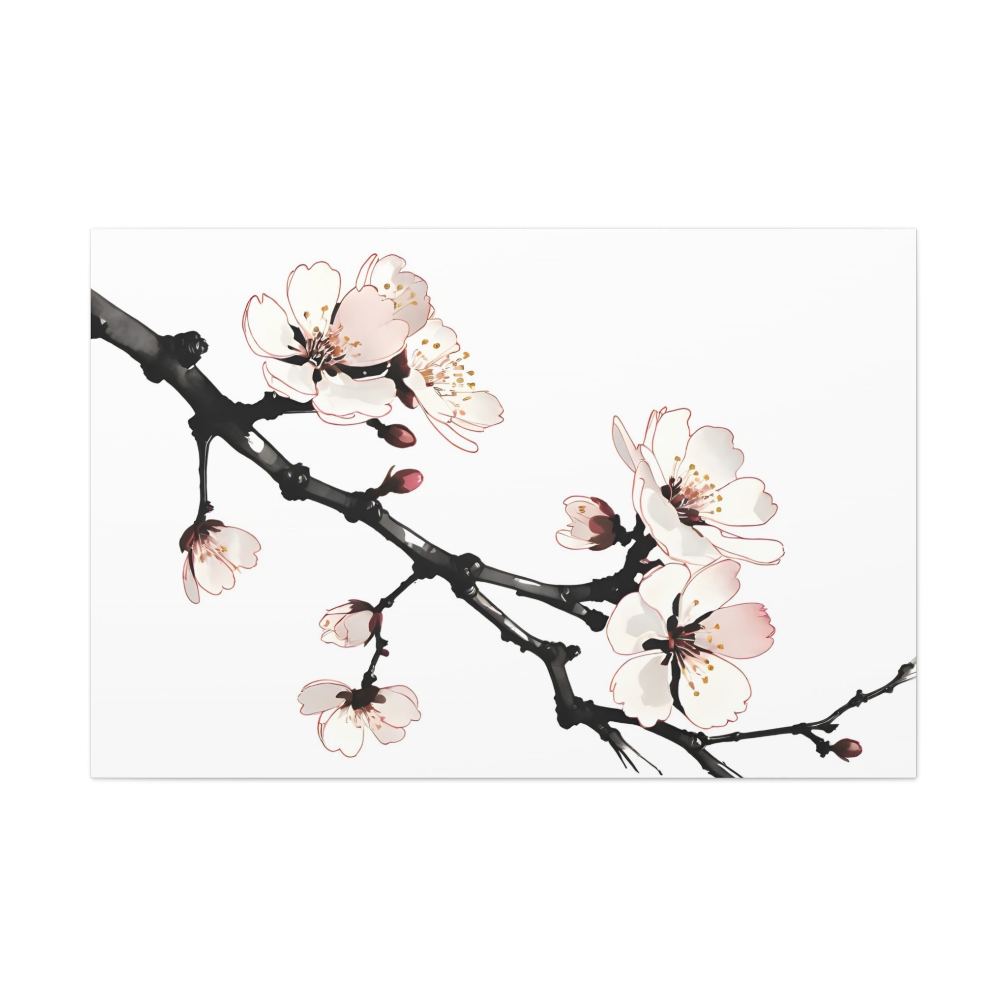 Blooming Beauty: Cherry Blossom Branch on Canvas