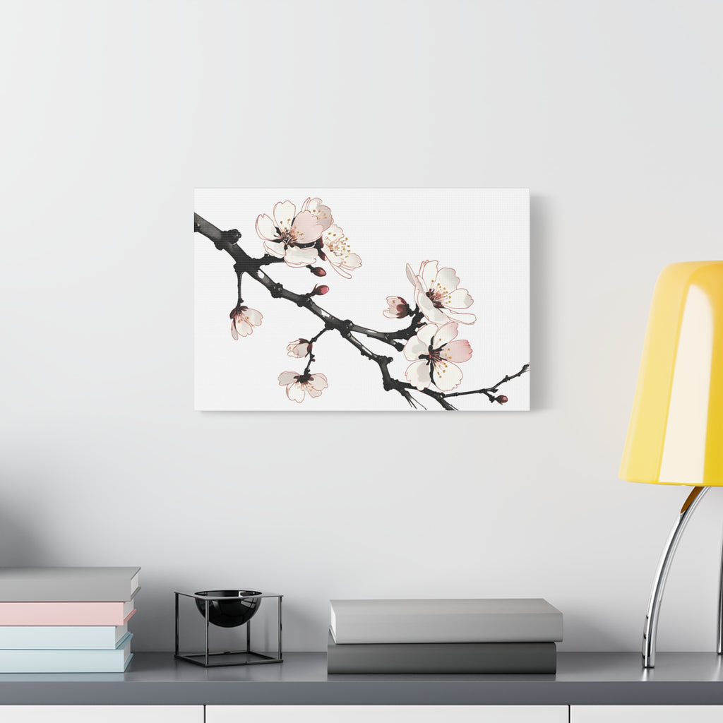 Blooming Beauty: Cherry Blossom Branch on Canvas