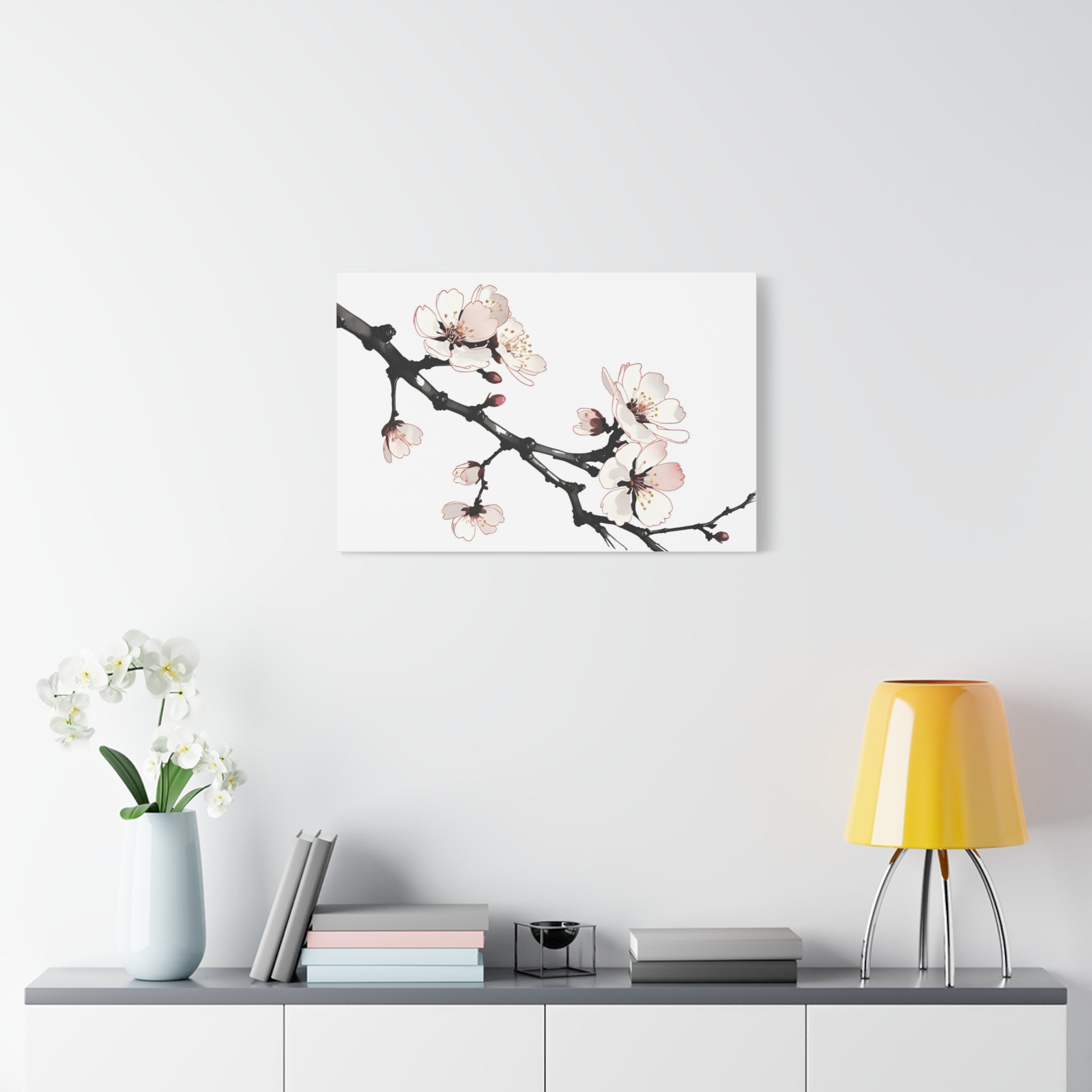 Blooming Beauty: Cherry Blossom Branch on Canvas