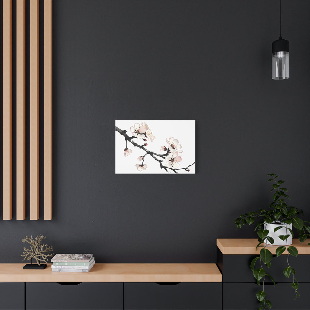 Blooming Beauty: Cherry Blossom Branch on Canvas