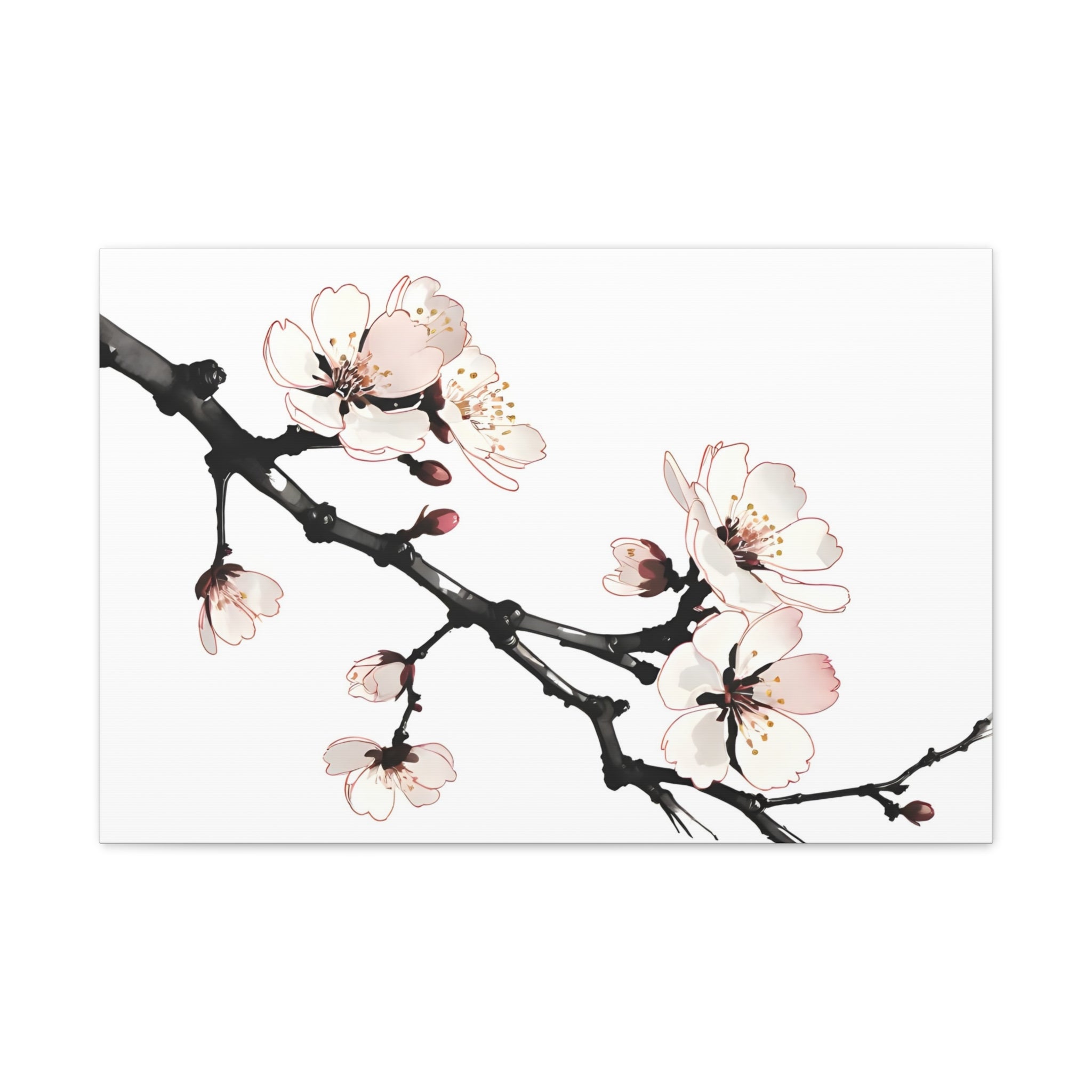 Blooming Beauty: Cherry Blossom Branch on Canvas