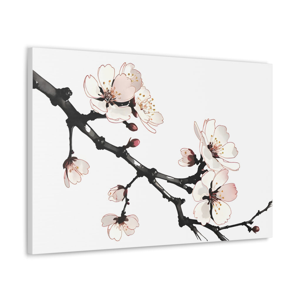 Blooming Beauty: Cherry Blossom Branch on Canvas