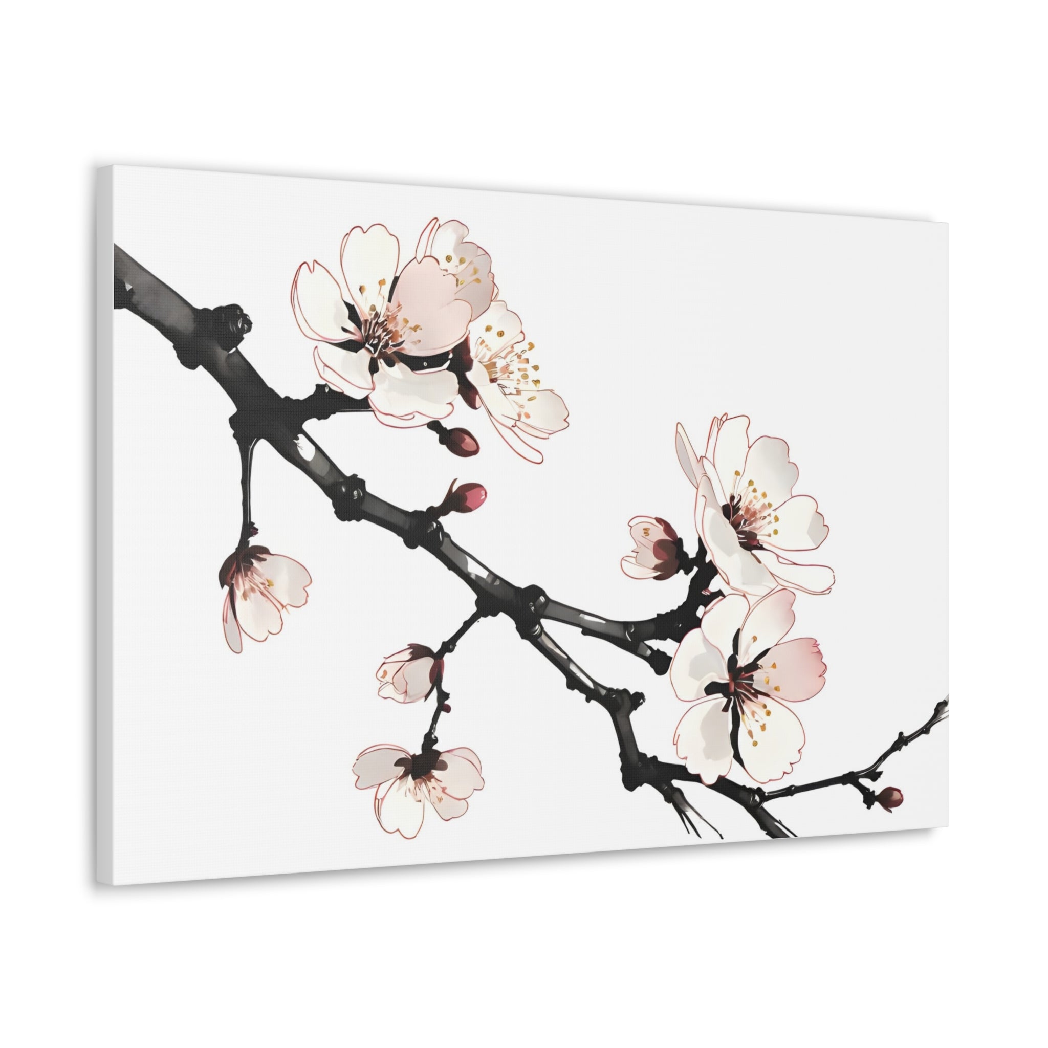 Blooming Beauty: Cherry Blossom Branch on Canvas