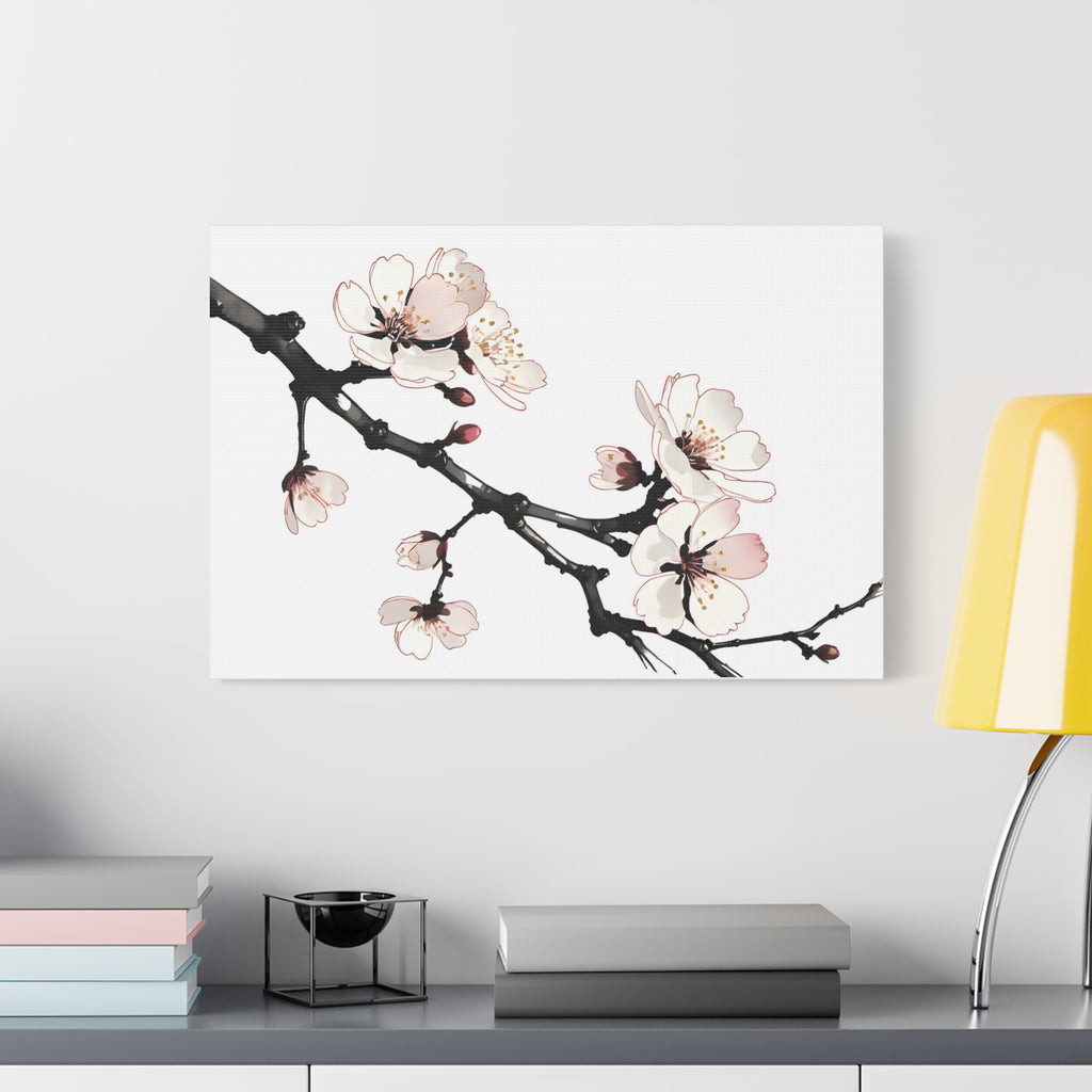Blooming Beauty: Cherry Blossom Branch on Canvas