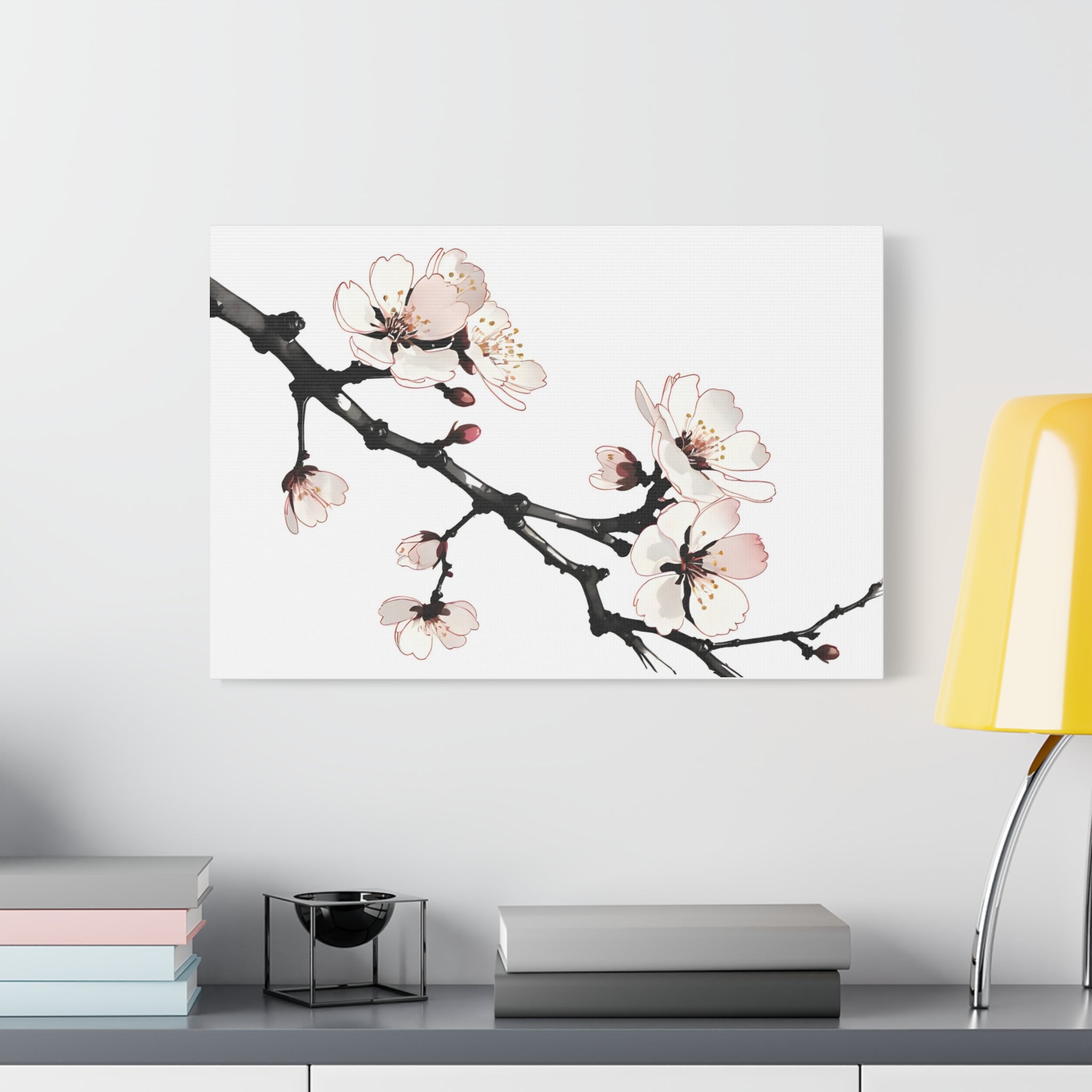 Blooming Beauty: Cherry Blossom Branch on Canvas