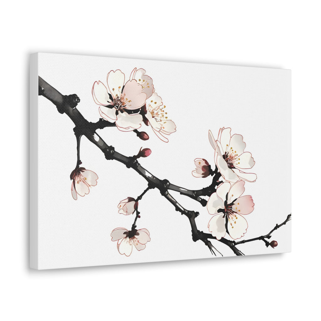 Blooming Beauty: Cherry Blossom Branch on Canvas