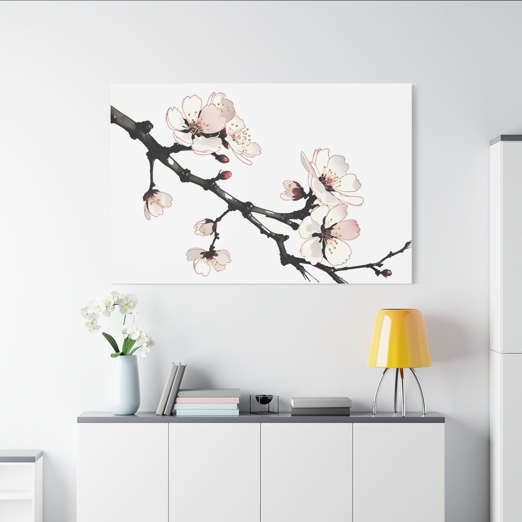 Blooming Beauty: Cherry Blossom Branch on Canvas