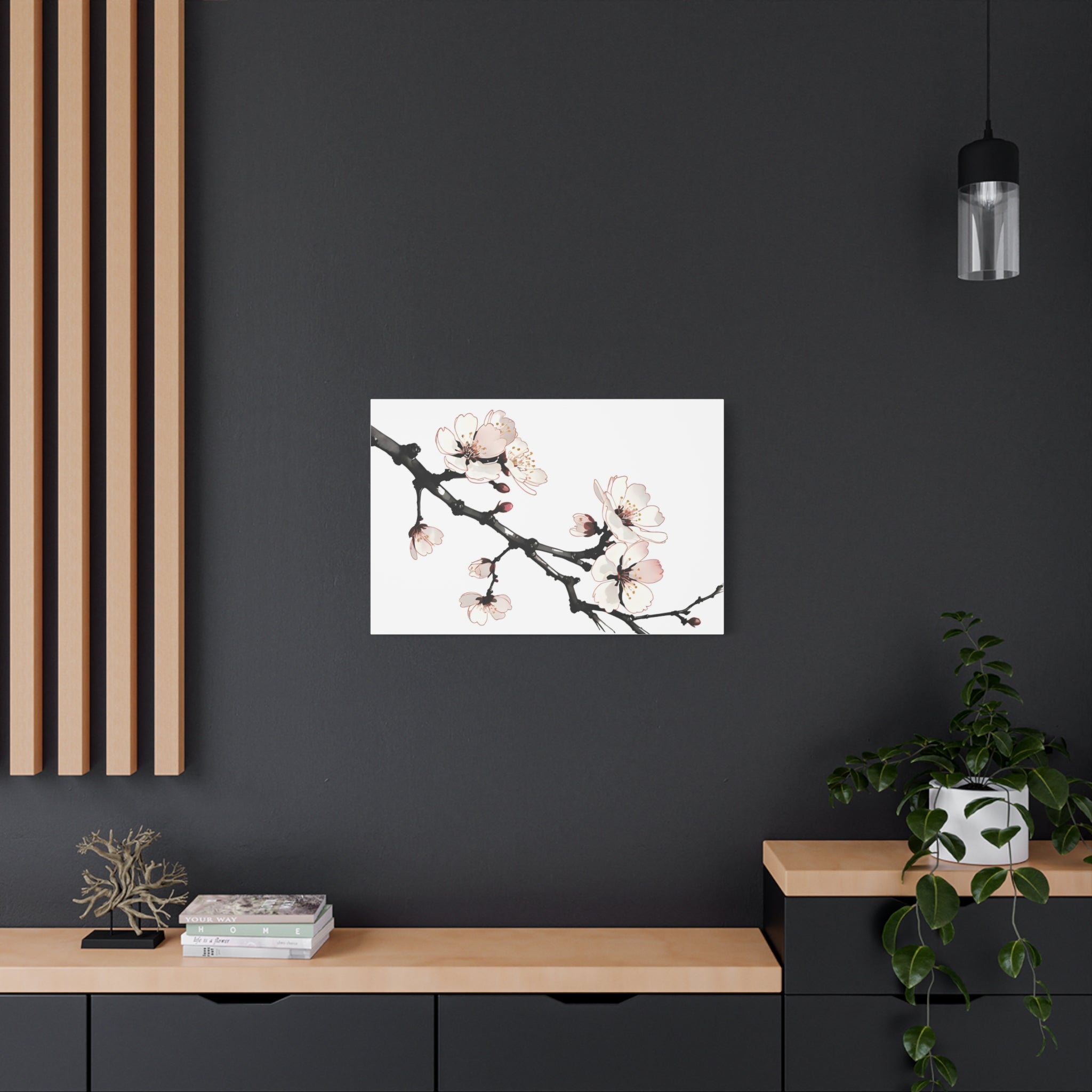 Blooming Beauty: Cherry Blossom Branch on Canvas